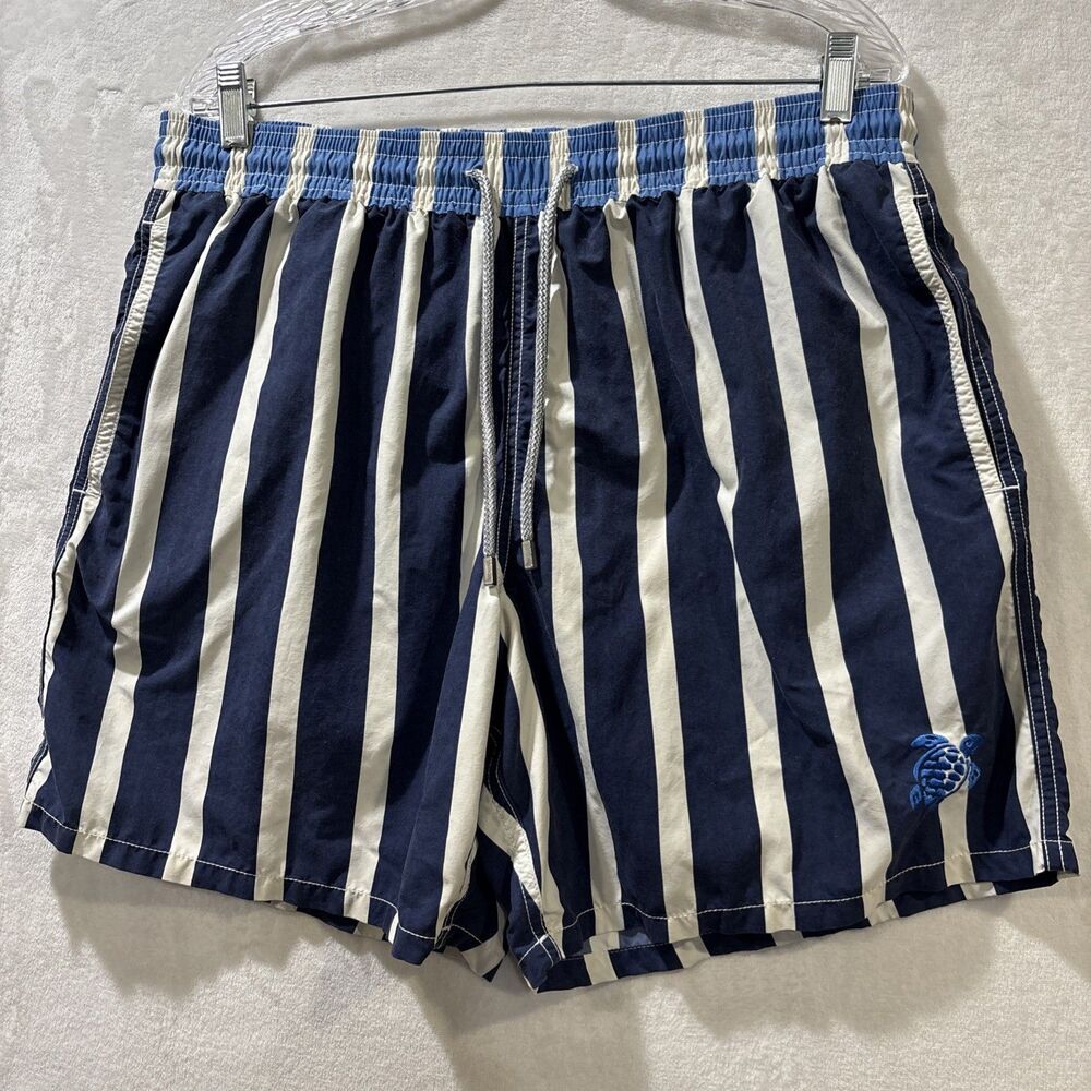 Vilebrequin Striped Beach Board Shorts Swim Trunks Bathing Suit Turtle Men's XXL